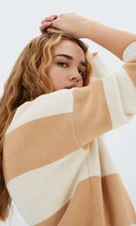 Stradivarius Свитер В Полоску Ванильный S