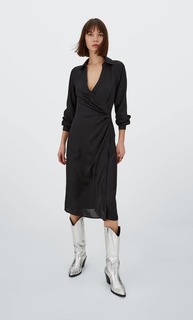 Stradivarius Платье Миди Из Сатина Черный Xl