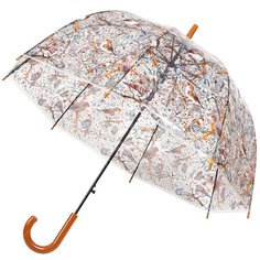 Зонт-трость полуавтомат Птицы PU0602, женский, прозрачный, 60 см