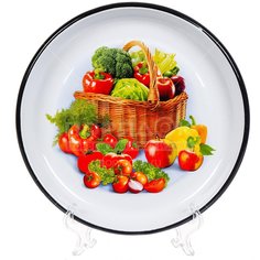 Тарелка обеденная, эмалированная сталь, 22 см, круглая, СтальЭмаль, 1с4с/К