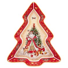 Блюдо фарфор, фигурное, 25х21х4 см, красное, Lefard, Дед Мороз, 85-1754