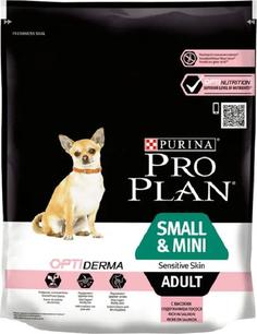 Сухой корм Purina Pro Plan для взрослых собак мелких пород с чувствительной кожей, лосось и рис, 3кг