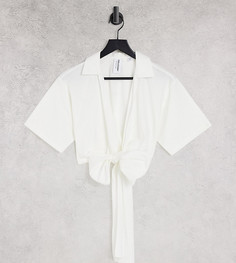 Укороченная рубашка белого цвета с запахом COLLUSION-Белый