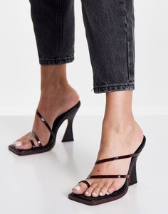 Мюли бордового цвета с тонкими ремешками и высоким каблуком Topshop Nicole-Красный