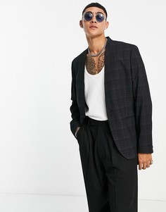 Черный пиджак в клетку зауженного кроя ASOS DESIGN-Черный цвет