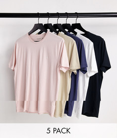 Набор из 5 футболок белого, розового, темно-синего, кремового и черного цветов с логотипом Abercrombie & Fitch-Разноцветный