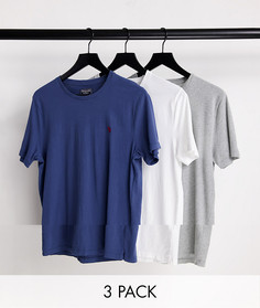 Набор из 3 футболок кремового, белого и темно-синего цветов с логотипом Abercrombie & Fitch-Разноцветный