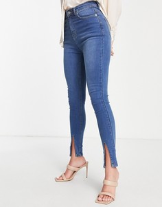 Голубые зауженные джинсы с разрезами спереди Rebellious Fashion-Голубой