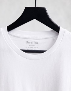 Белая футболка классического кроя Bershka-Белый
