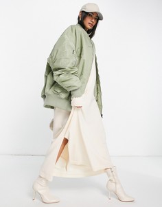Бомбер цвета хаки ASOS EDITION-Зеленый цвет