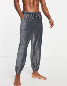 Велюровые джоггеры для дома в рубчик ASOS DESIGN-Серый