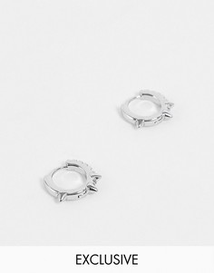 Серебристые серьги-кольца в стиле унисекс с шипами Reclaimed Vintage Inspired-Серебристый