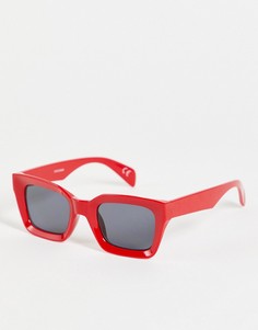 Красные солнцезащитные очки в квадратной массивной оправе с дымчатыми стеклами ASOS DESIGN-Красный