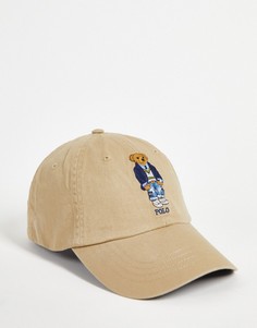 Светло-коричневая кепка с логотипом в виде медведя Polo Ralph Lauren-Светло-бежевый цвет
