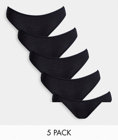 Комплект из 5 трусов бразильского кроя черного цвета New Look-Черный