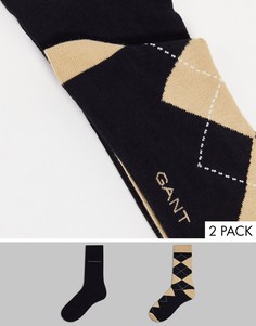Набор из 2 пар носков черного и кремового цвета в клетку GANT-Разноцветный