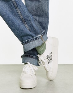 Белые кроссовки на шнуровке с лазерной перфорацией Miss Selfridge Turf-Белый