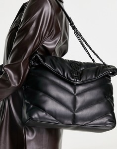 Черная стеганая сумка на плечо с ремешком-цепочкой Steve Madden Bbrita-Черный