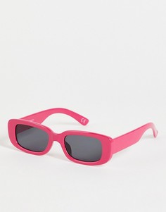 Розовые прямоугольные солнцезащитные очки среднего размера с дымчатыми линзами ASOS DESIGN-Розовый цвет