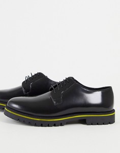 Черные туфли дерби из натуральной кожи Topman Mickey-Черный