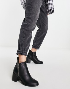 Черные ботинки в стиле casual с молниями сбоку и блочным каблуком Office Agent-Черный