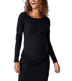 Черное платье для беременных с длинными рукавами и волнистыми краями Cotton:On Maternity-Черный цвет