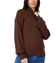 Коричневый пуловер с отворачивающимся воротником Cotton:On Maternity-Коричневый цвет