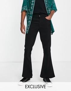 Черные брюки клеш в стиле 70-х Reclaimed Vintage Inspired-Черный цвет