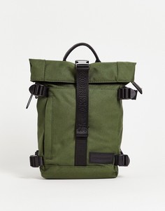 Рюкзак цвета хаки с верхом с отворотом и застежкой-зажимом Consigned-Зеленый цвет