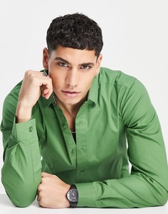 Приталенная рубашка с классическим воротником Bolongaro Trevor-Зеленый цвет
