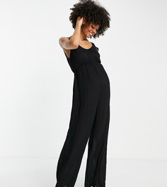 Черный пляжный комбинезон из жатого материала ASOS DESIGN Maternity-Черный цвет