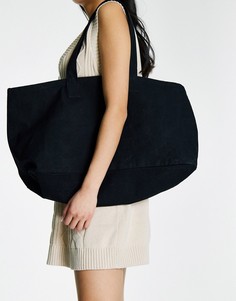 Черная парусиновая сумка-тоут из органического хлопка ASOS DESIGN-Черный цвет