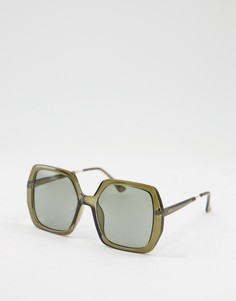 Солнцезащитные очки в крупной оправе зеленого цвета в стиле 70-х ASOS DESIGN Recycled-Зеленый цвет