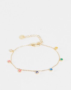 Эксклюзивный золотистый браслет с подвесками с разноцветными кристаллами Big Metal London Exclusive-Разноцветный