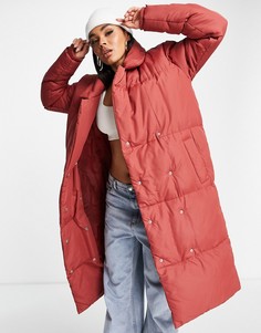 Уплотненное oversized-пальто макси насыщенного красного цвета Threadbare Kiwi-Красный