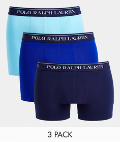 Набор из 3 тканых боксеров темно-синего цвета с логотипом на поясе Polo Ralph Lauren-Голубой