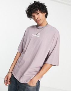 Oversized-футболка в полоску фиолетово-розового цвета с принтом логотипа спереди ASOS Daysocial-Фиолетовый цвет