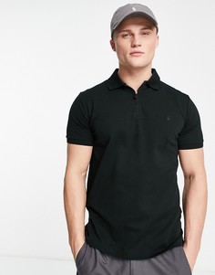 Черная футболка-поло из эластичного пике с воротником на молнии и маленьким логотипом Polo Ralph Lauren-Черный