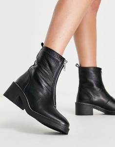 Черные кожаные ботинки с молнией спереди DEPP-Черный
