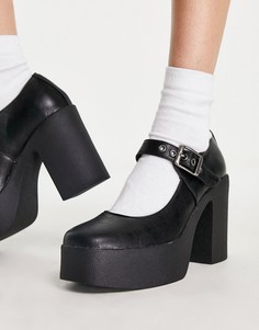 Черные туфли на платформе и каблуке в стиле Мэри Джейн Lamoda-Черный