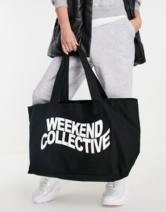Парусиновая сумка-тоут черного цвета ASOS Weekend Collective-Черный
