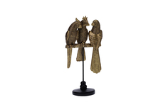 Статуэтка три попугая на подставке (garda decor) золотой 17x35x10 см.