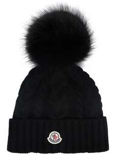 Moncler шапка бини фактурной вязки с логотипом