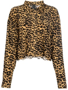 Norma Kamali укороченная рубашка с леопардовым принтом