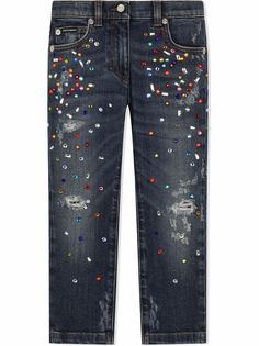 Dolce & Gabbana Kids джинсы с эффектом потертости