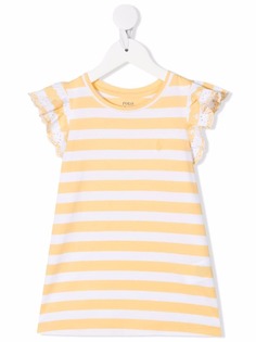 Ralph Lauren Kids полосатая футболка с оборками на рукавах