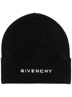 Givenchy шерстяная шапка бини с вышитым логотипом