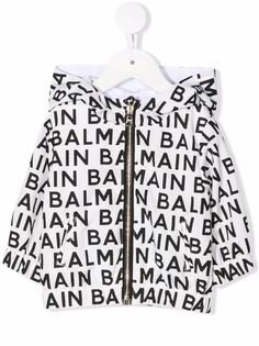 Balmain Kids куртка на молнии с капюшоном и логотипом