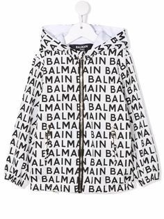 Balmain Kids куртка на молнии с капюшоном и логотипом