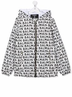 Balmain Kids куртка на молнии с капюшоном и логотипом